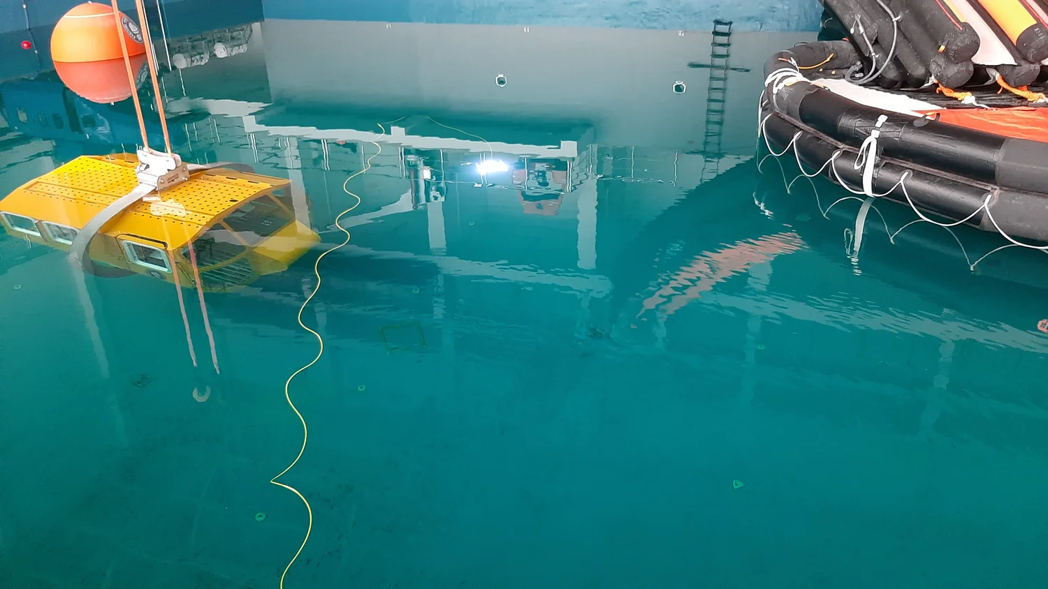 Testing the vehicle in a pool