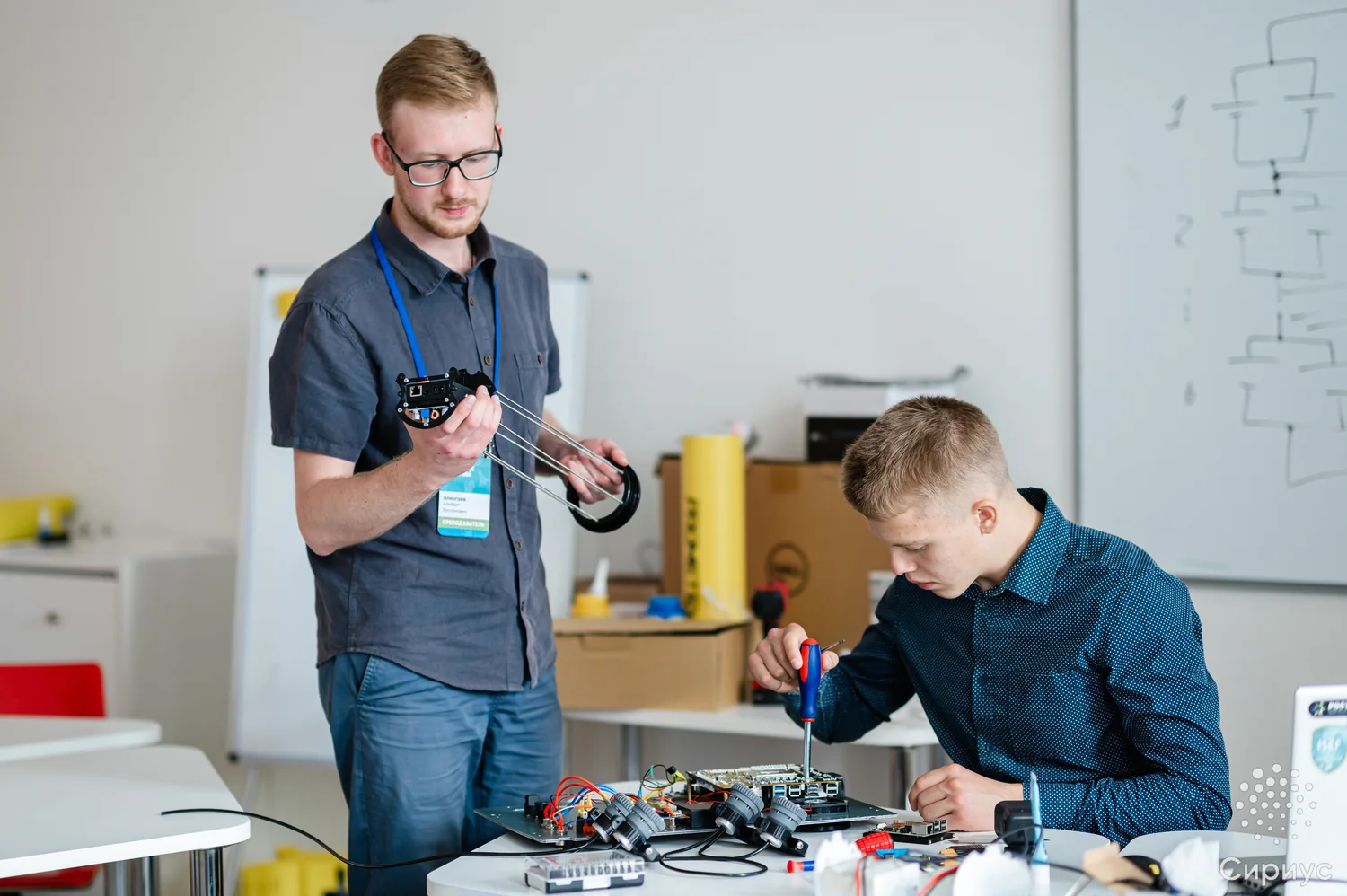 Studying the electronics and thrusters in class